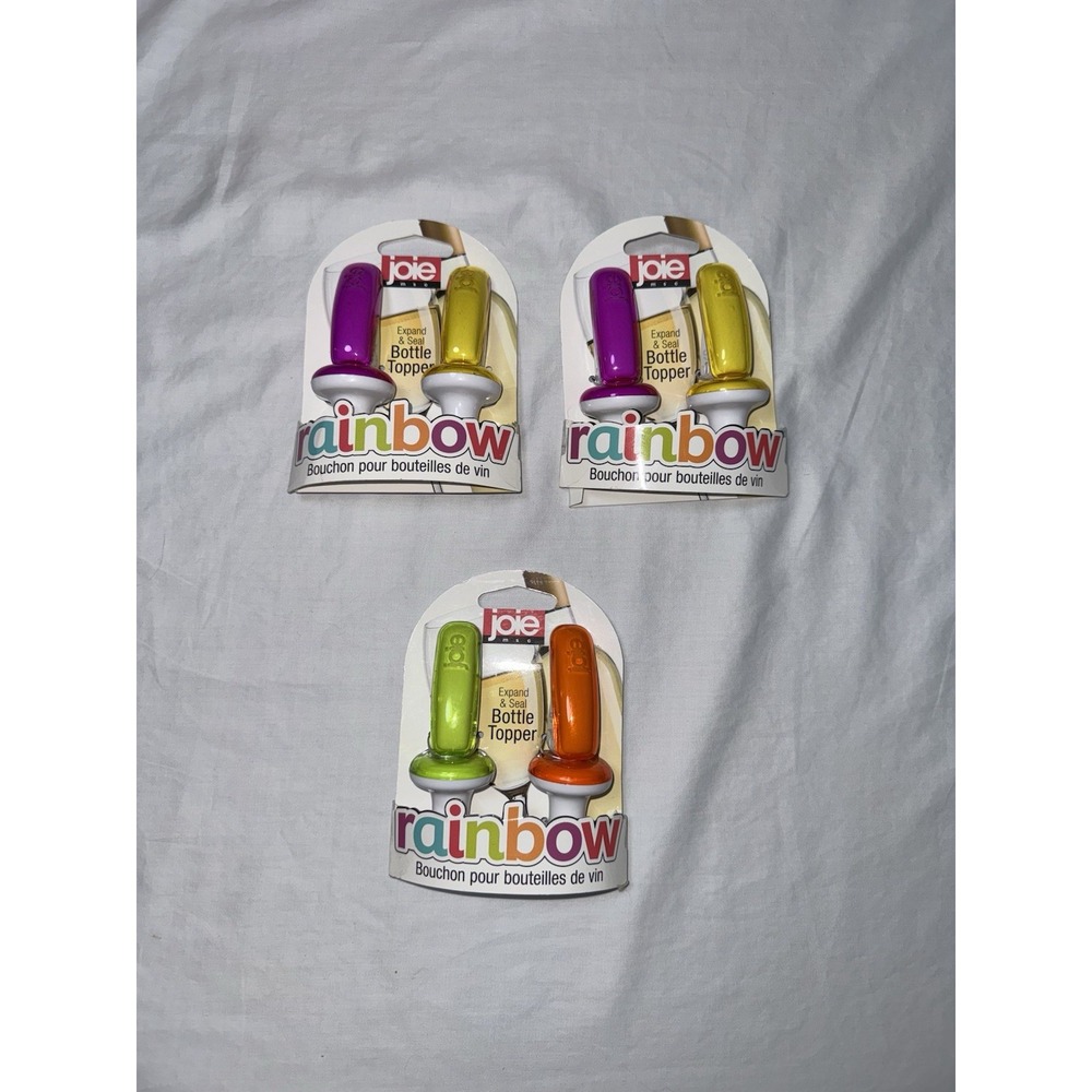 JOIE Rainbow Expand & Seal Bottle Toppers 6 TOTAL TOPPERS Lot Of 3 New